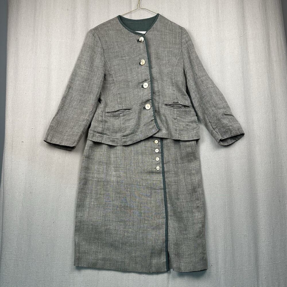 Vintage REHLI TRACHT Women's Linen Skirt Suit 80' Size Medium